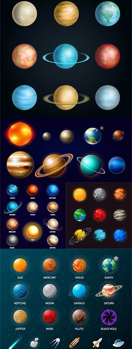 各种太阳系恒星矢量素材