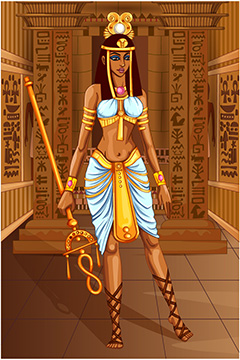 拿着权杖的古埃及女性人物矢量素材