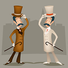 两个手扶着礼帽的绅士矢量素材