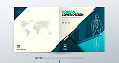 蓝色企业画册封面排版设计矢量素材