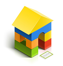 彩色房子积木拼搭矢量素材