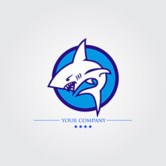 创意蓝色鲨鱼logo矢量素材