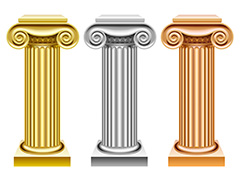 三款精美彩色罗马柱矢量素材