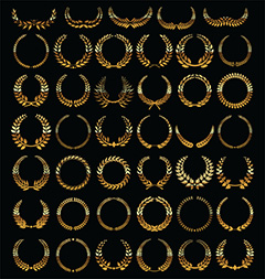 欧式金色桂冠花环集合矢量素材