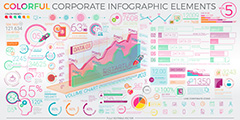 多彩企业信息演示图表矢量素材