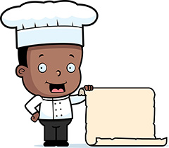 拿着菜单的黑人厨师卡通矢量素材