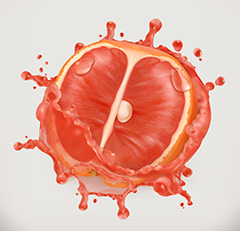被果汁包裹的红心柚子矢量素材