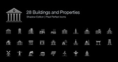 28款线性风格建筑物图标集合矢量素