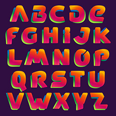 彩色渐变立体字母字体设计矢量素材