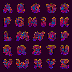 多彩抽象指纹字母字体设计矢量素材