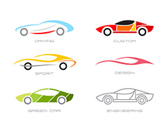 六款彩色时尚跑车标志设计矢量素材