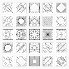 多款正方形线性抽象神秘图案矢量素