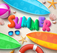 多彩时尚夏季海滩旅游主题海报矢量素材