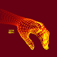 金色网状连接手臂结构模型矢量素材