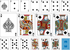 黑色方片扑克牌和背面蓝色花纹矢量素材