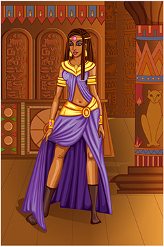 站在宫殿中的埃及女性矢量素材
