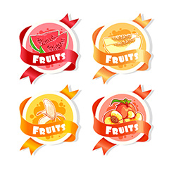 四款新鲜水果标签标志矢量素材