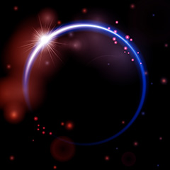 蓝色闪耀发光圆环和红色发光粒子矢量素材
