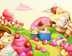多彩梦幻3D甜品乐园矢量素材