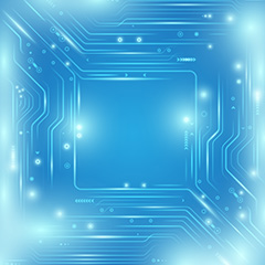 蓝闪耀发光电路电子科技背景矢量素材