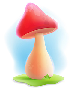 生长在草地上尖尖的红色蘑菇高清图片