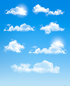 蓝色天空中的云朵矢量素材