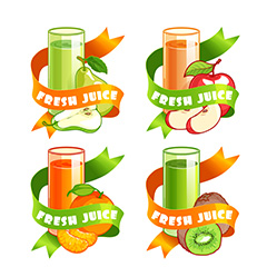 四款彩色卡通水果果汁饮品矢量素材