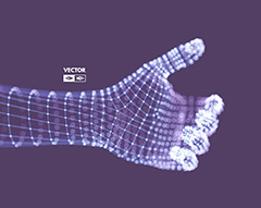 白色发光粒子3D手臂手势矢量素材