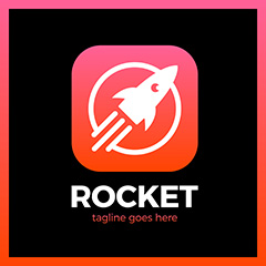 粉红色方形火箭logo矢量素材