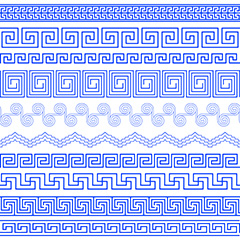 多款蓝色线性花纹边框装饰矢量素材