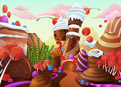美味巧克力糖果甜品乐园卡通背景矢