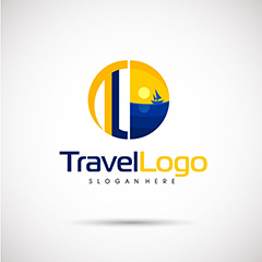 彩色圆形旅游行业标志设计矢量素材