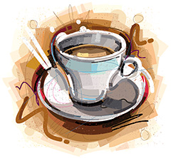 创意手绘咖啡杯矢量素材