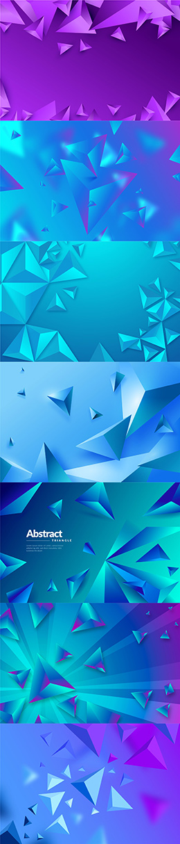 7款蓝色调锥体图案背景矢量素材