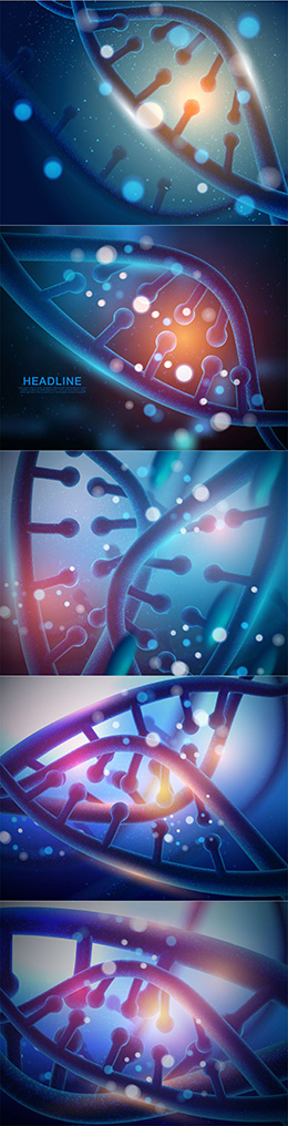 5款发光的DNA分子结构矢量素材