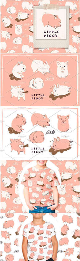 可爱卡通小猪形象矢量素材