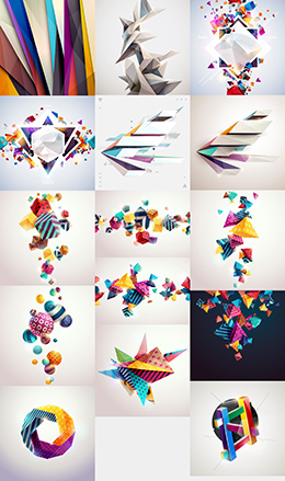 15个抽象炫酷立体几何图形背景矢量素材