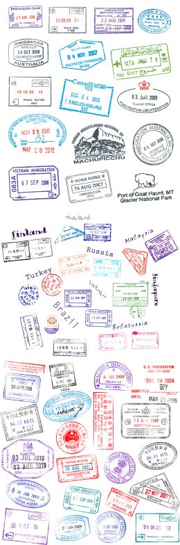 各种护照签证印章矢量素材