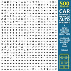 500个汽车类网页小图标矢量素材
