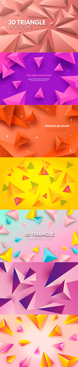 3D彩色抽象三角形背景矢量素材