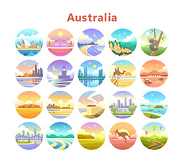 20个澳大利亚主题元素图标矢量素材