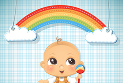 可爱婴儿和彩虹剪贴画矢量素材