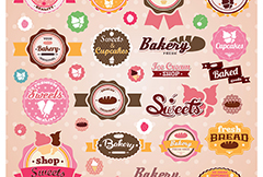 时尚的冰淇淋甜品标签设计矢量素材