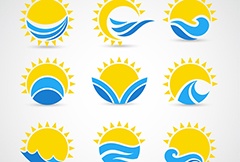 9款太阳与海浪标志矢量素材