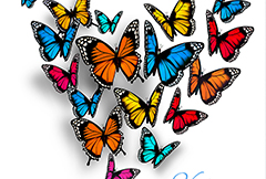 美丽的蝴蝶与情人节矢量素材