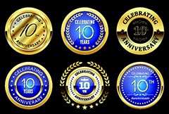 10周年纪念徽章设计矢量素材
