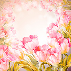 手绘粉红色花朵边框背景高清图片