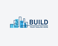 蓝色抽象线条建筑行业logo矢量素材