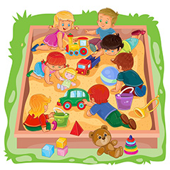 玩沙子的孩子们卡通儿童矢量素材