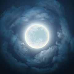 发光的圆月和云层矢量素材